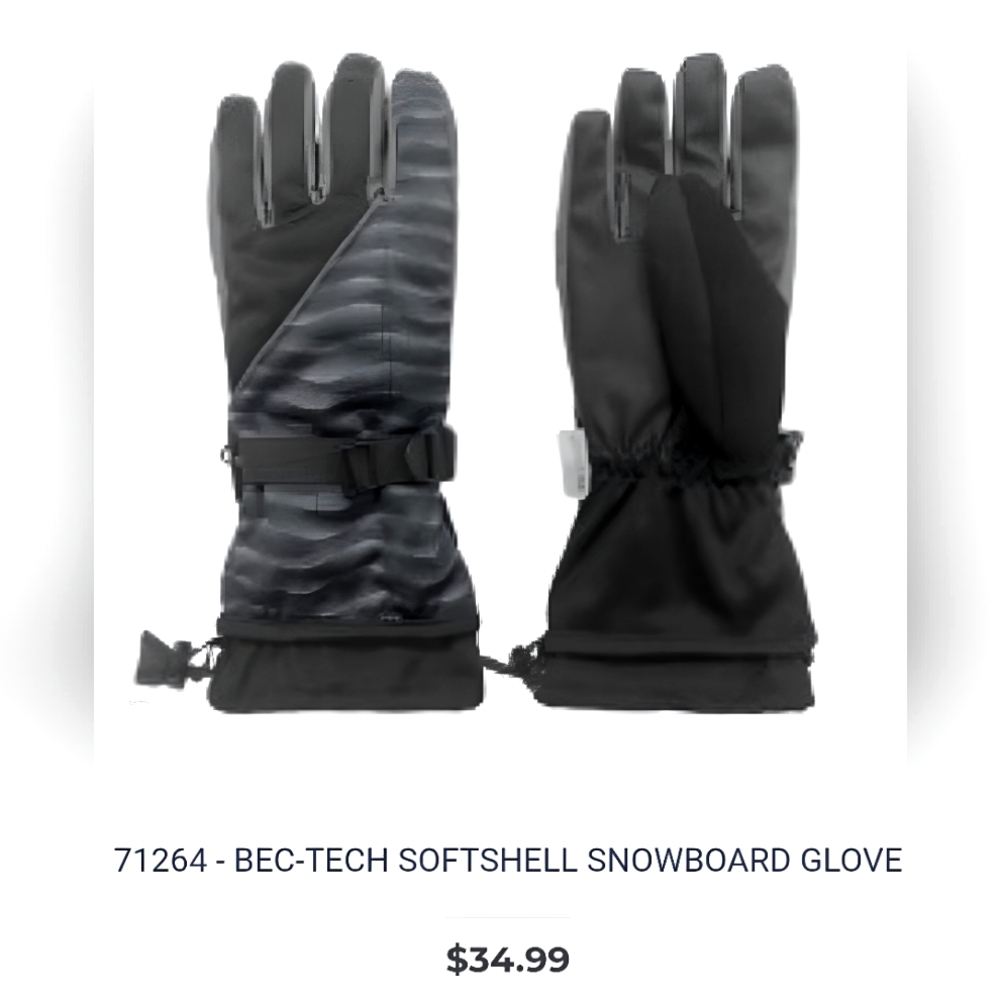 BEC-TECH SNOWBOARDING/RIDING GLOVES AWESOME PAIR, BLK, MEDIUM